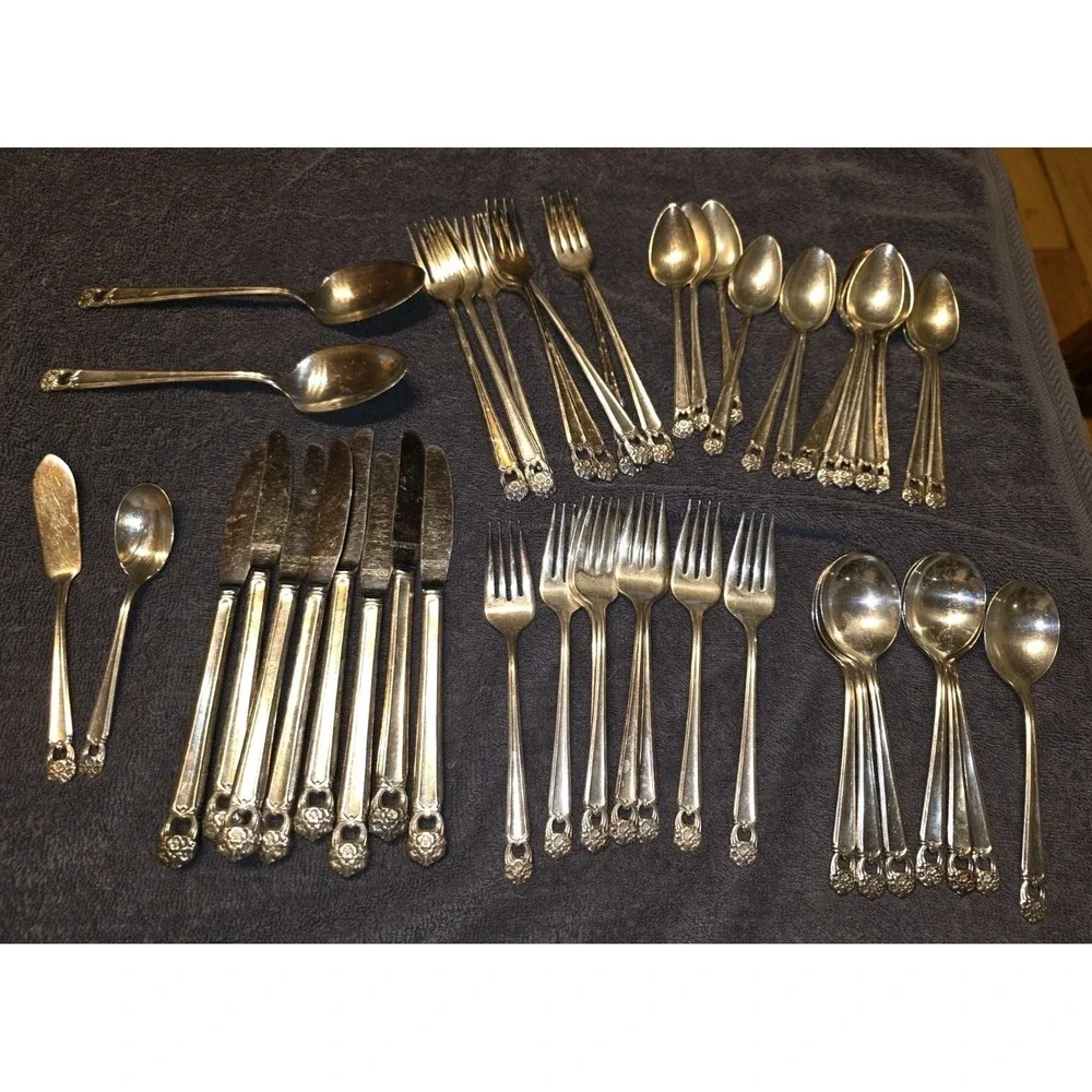Silver plate 1847 Rogers Bros Eternally Yours 50 Pc Set Butter Knife Sugar Spoon